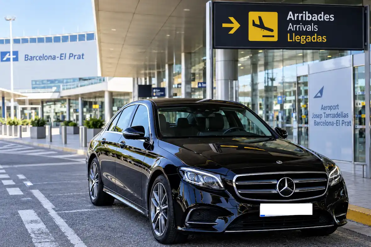 Mercedes con chofer en el aeropuerto de Barcelona